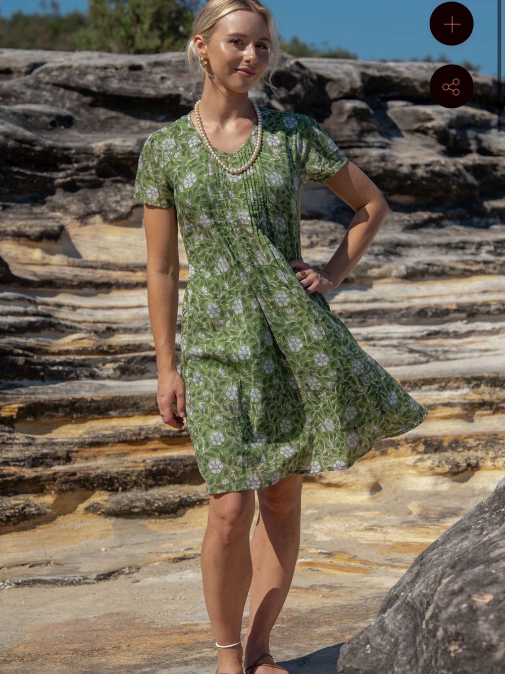 River goddess Devi tunic in forest size medium green cotton dress